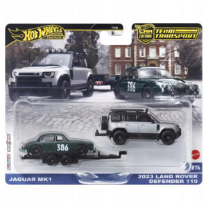 Hot Wheels Team Transport Jaguar MK1 & 2023 Land Rover Defender 110