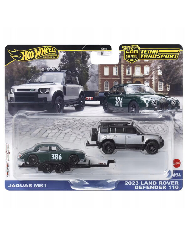 Hot Wheels Team Transport Jaguar MK1 & 2023 Land Rover Defender 110