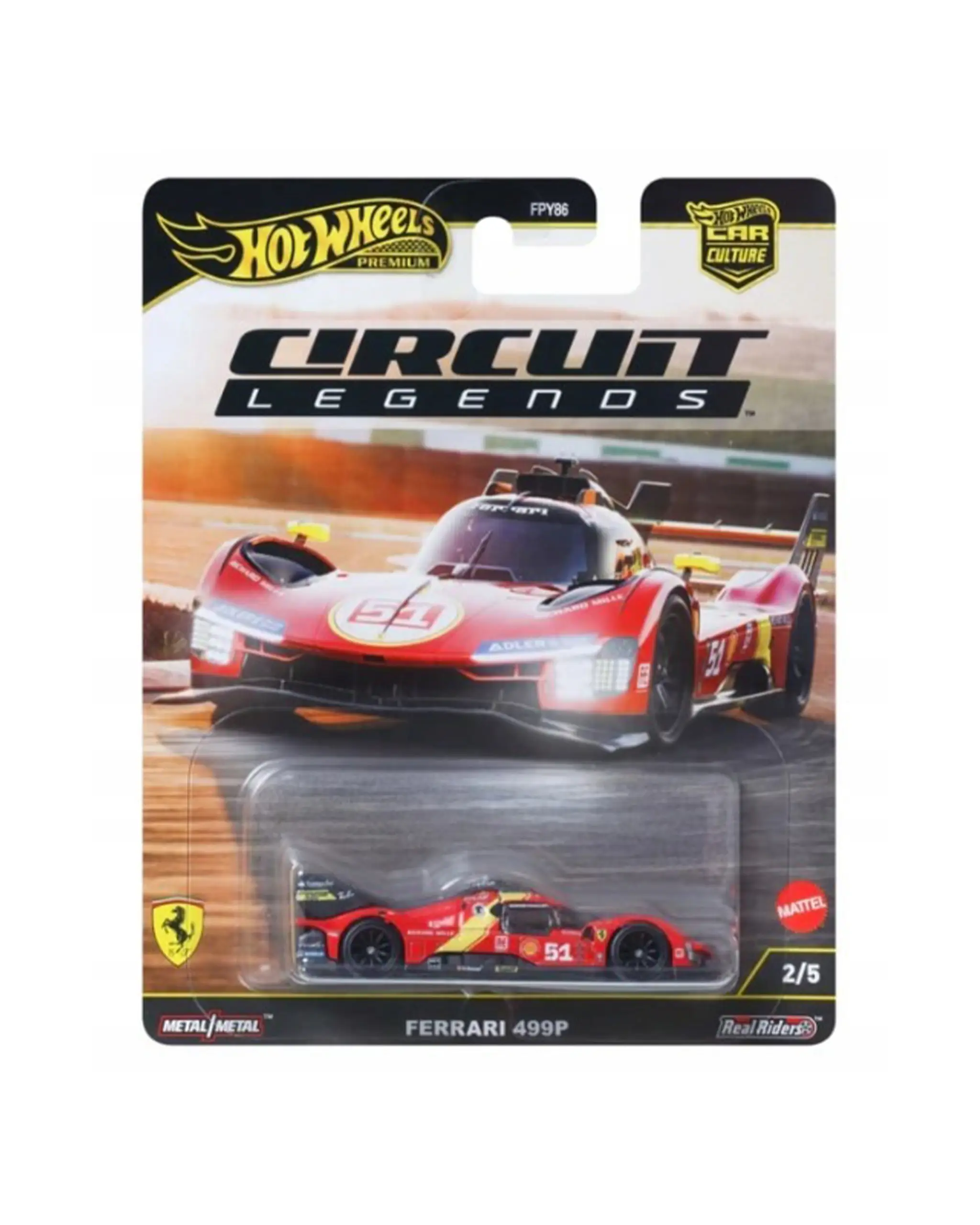 Hot Wheels Car Culture 1:64 Ferrari 499P – Circuit Legends (2025 Diecast, Red)