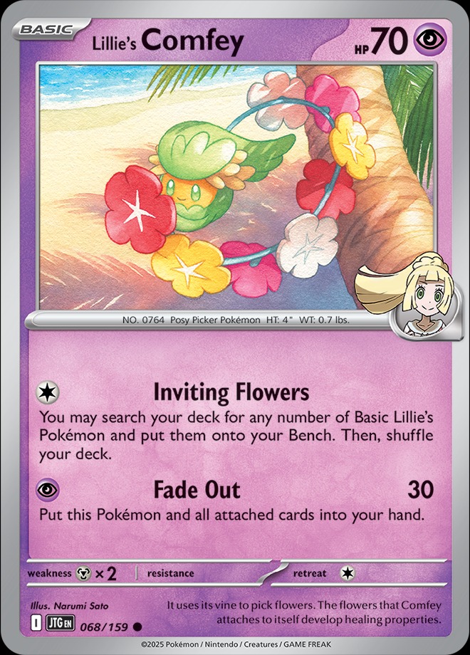 Karta Pokémon: Journey Together - 068 - Lillie's Comfey (Reverse Holo)