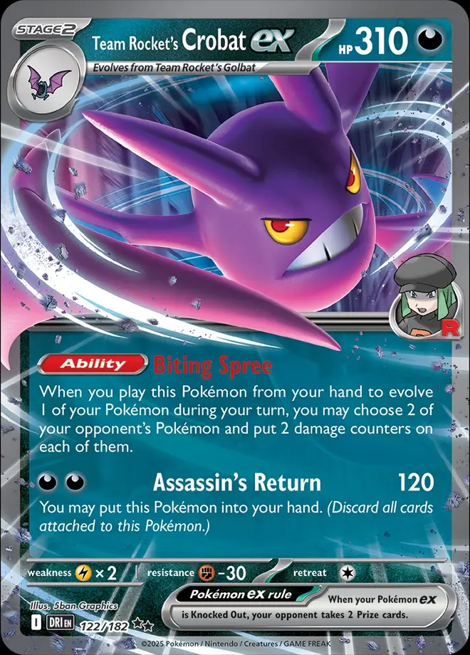 Karta Pokémon: Destined Rivals - 122 - Team Rocket’s Crobat ex