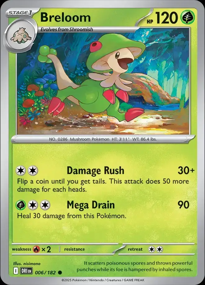 Karta Pokémon: Destined Rivals - 006 - Breloom (Reverse Holo)