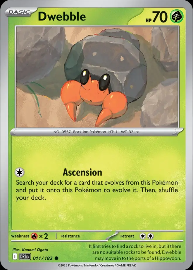 Karta Pokémon: Destined Rivals - 011 - Dwebble (Reverse Holo)