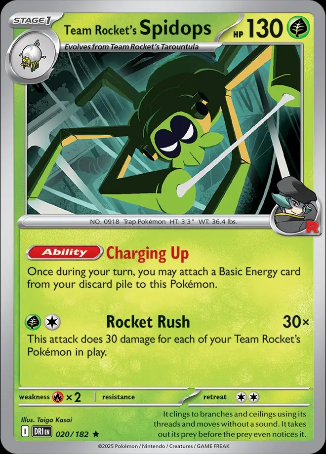 Karta Pokémon: Destined Rivals - 020 - Team Rocket's Spidops (Holo)