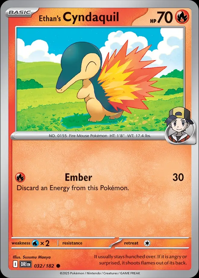 Karta Pokémon: Destined Rivals - 032 - Ethan's Cyndaquil (Reverse Holo)