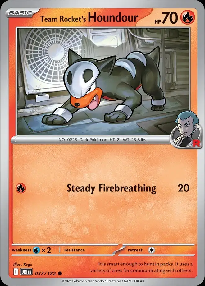 Karta Pokémon: Destined Rivals - 037 - Team Rocket's Houndour (Reverse Holo)