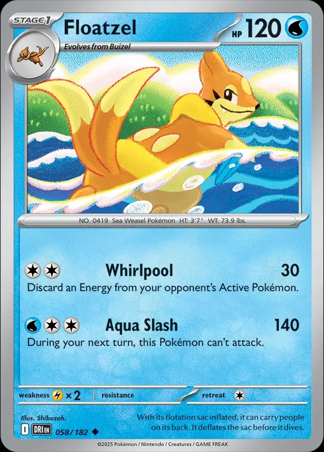 Karta Pokémon: Destined Rivals - 058 - Floatzel (Reverse Holo)