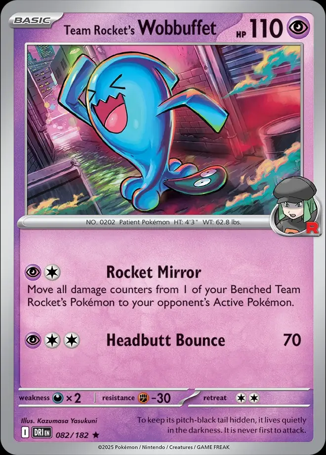 Karta Pokémon: Destined Rivals - 082 - Team Rocket's Wobbuffet (Holo)