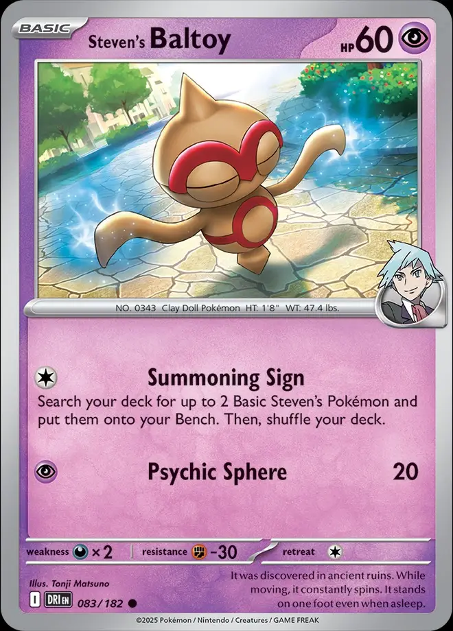 Karta Pokémon: Destined Rivals - 083 - Steven's Baltoy (Reverse Holo)