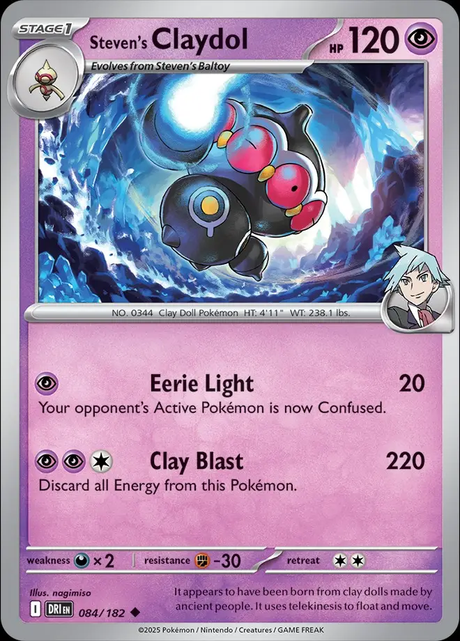 Karta Pokémon: Destined Rivals - 084 - Steven's Claydol (Reverse Holo)