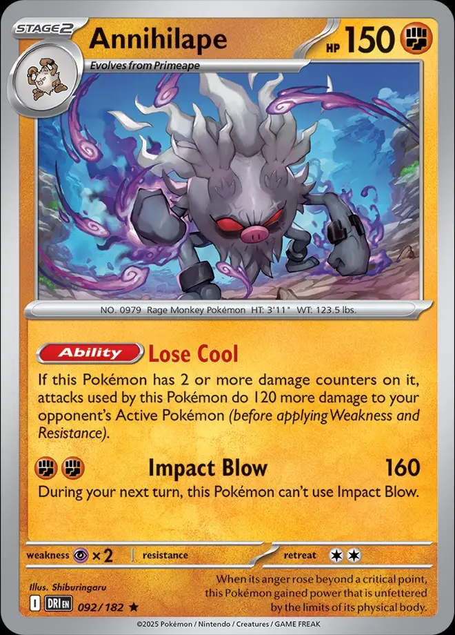 Karta Pokémon: Destined Rivals - 092 - Annihilape (Holo)