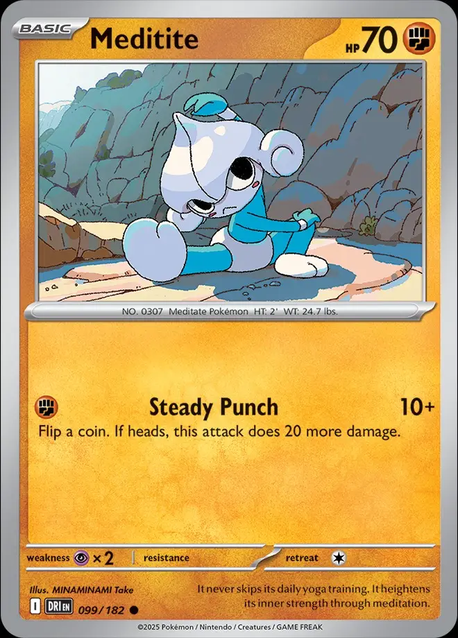 Karta Pokémon: Destined Rivals - 099 - Meditite (Reverse Holo)