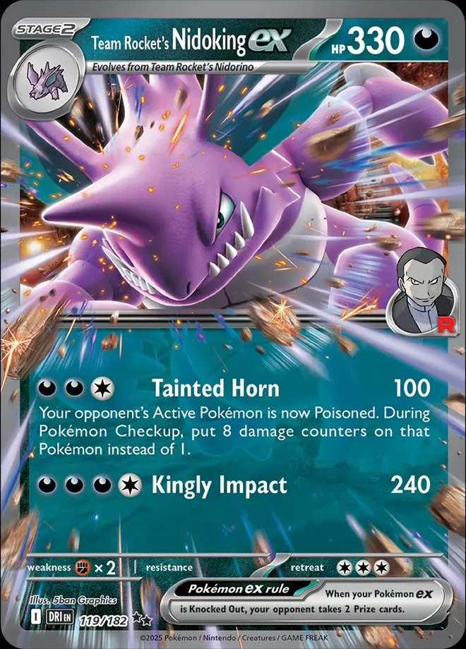 Karta Pokémon: Destined Rivals - 119 - Team Rocket’s Nidoking ex