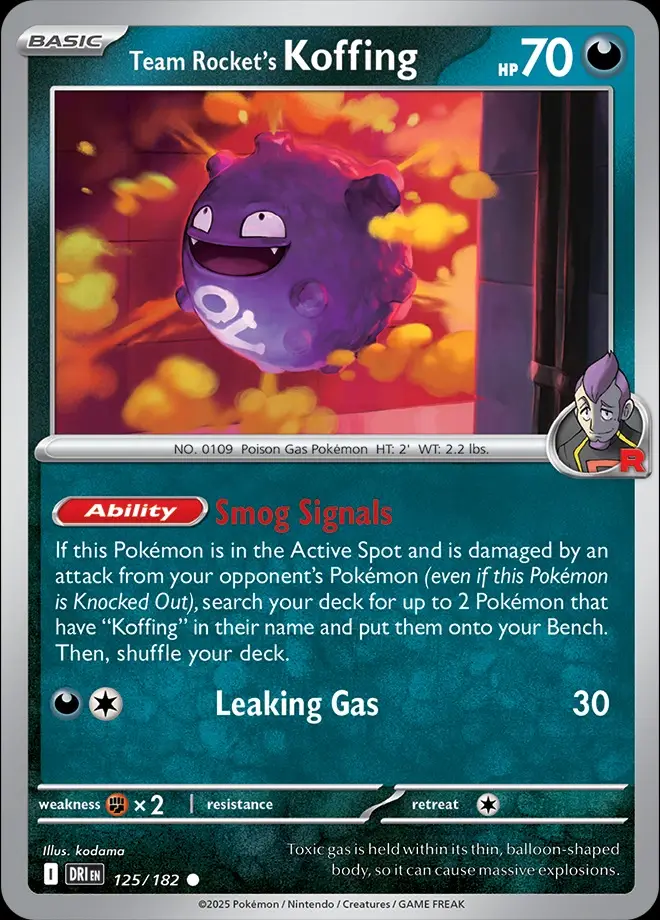 Karta Pokémon: Destined Rivals - 125 - Team Rocket’s Koffing (Reverse Holo)