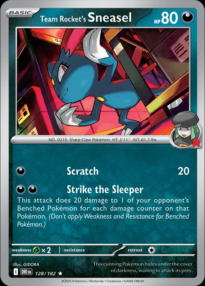 Karta Pokémon: Destined Rivals - 128 - Team Rocket’s Sneasel (Holo)
