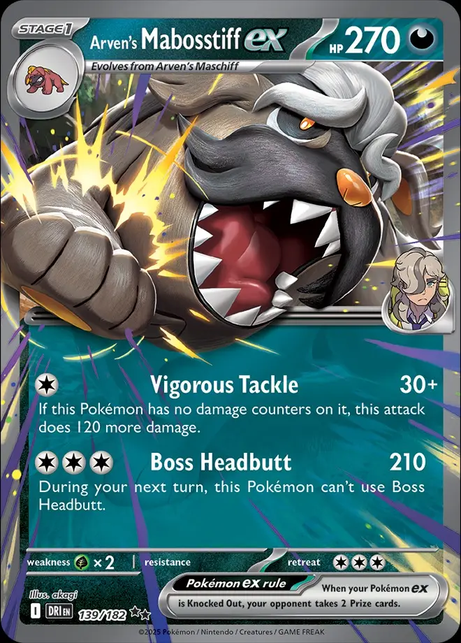 Karta Pokémon: Destined Rivals - 139 - Arven’s Mabosstiff ex