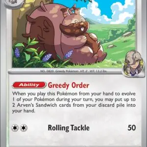 Karta Pokémon: Destined Rivals - 159 - Arven’s Greedent (Holo)