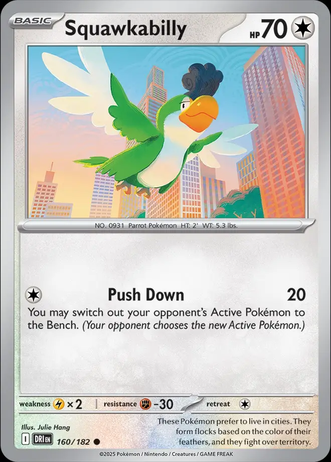 Karta Pokémon: Destined Rivals - 160 - Squawkabilly (Reverse Holo)