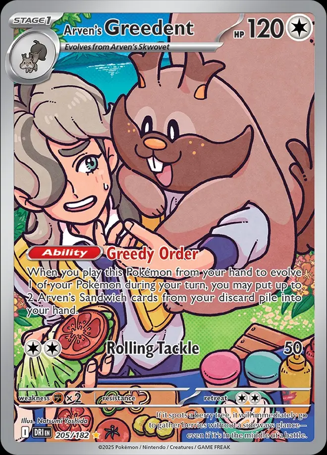 Karta Pokémon: Destined Rivals - 205 - Arven’s Greedent
