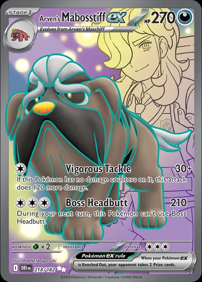 Karta Pokémon: Destined Rivals - 218 - Arven’s Mabosstiff ex