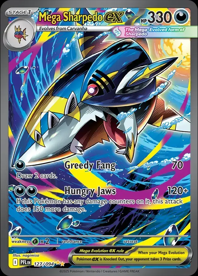 Karta Pokémon: Phantasmal Flames - 127 - Mega Sharpedo ex