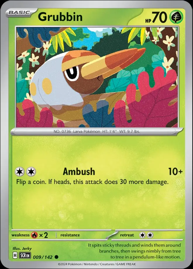 Karta Pokémon: Stellar Crown - 009 - Grubbin