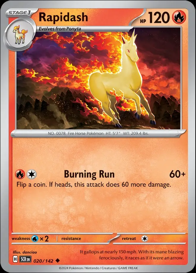 Karta Pokémon: Stellar Crown - 020 - Rapidash (Reverse Holo)