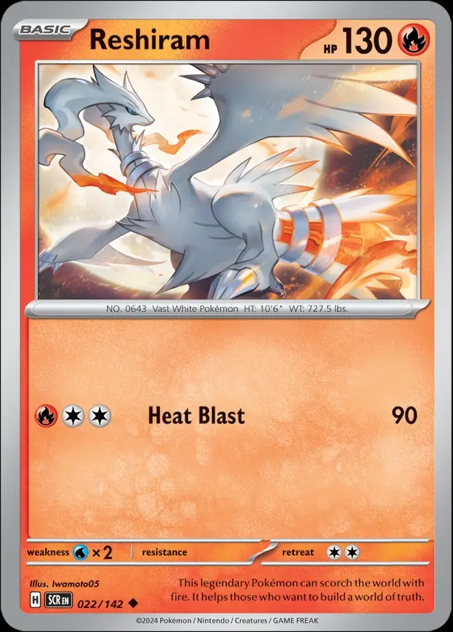 Karta Pokémon: Stellar Crown - 022 - Reshiram (Reverse Holo)