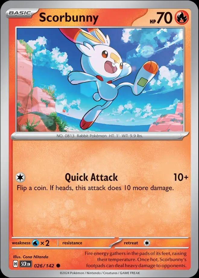 Karta Pokémon: Stellar Crown - 026 - Scorbunny (Reverse Holo)