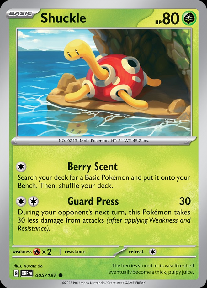 Karta Pokémon: Obsidian Flames - 005 - Shuckle (Reverse Holo)