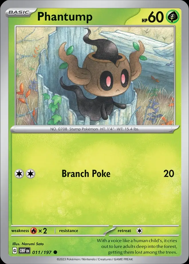 Karta Pokémon: Obsidian Flames - 011 - Phantump (Reverse Holo)