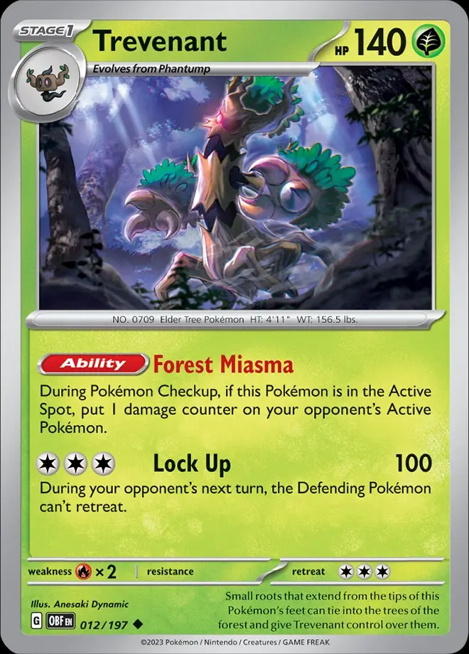 Karta Pokémon: Obsidian Flames - 012 - Trevenant (Reverse Holo)