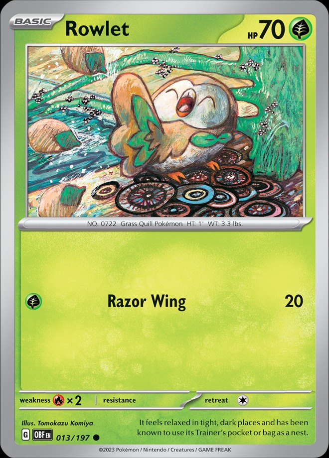 Karta Pokémon: Obsidian Flames - 013 - Rowlet (Reverse Holo)