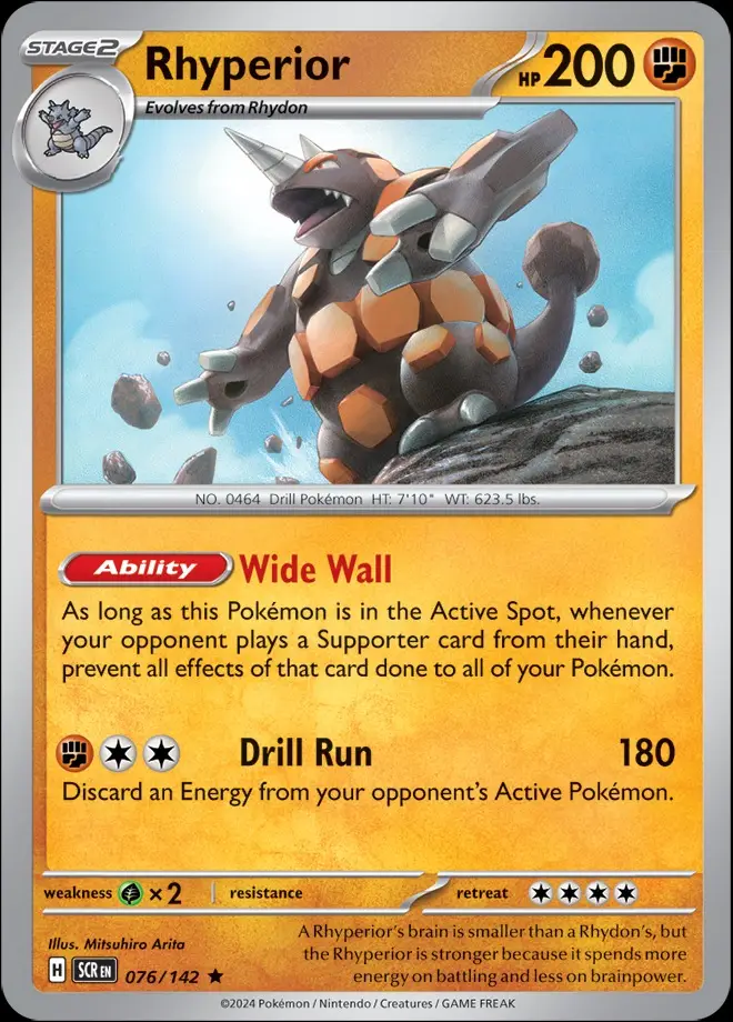 Karta Pokémon: Stellar Crown - 076 - Rhyperior (Reverse Holo)