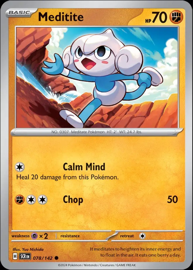 Karta Pokémon: Stellar Crown - 078 - Meditite (Reverse Holo)