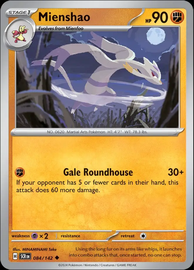 Karta Pokémon: Stellar Crown - 084 - Mienshao (Reverse Holo)