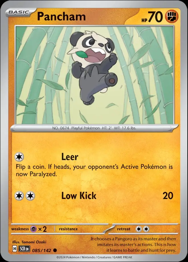 Karta Pokémon: Stellar Crown - 085 - Pancham (Reverse Holo)