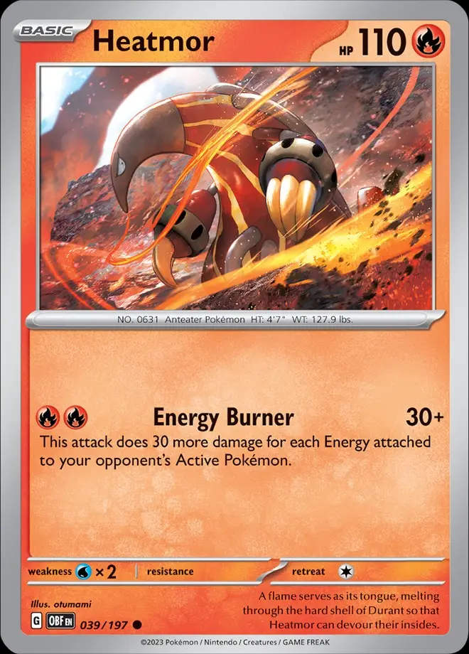 Karta Pokémon: Obsidian Flames - 039 - Heatmor (Reverse Holo)