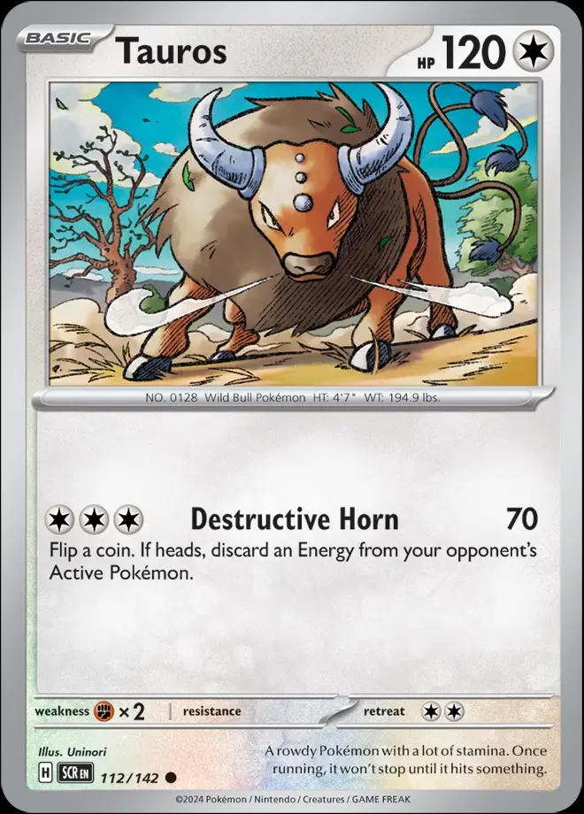 Karta Pokémon: Stellar Crown - 112 - Tauros (Reverse Holo)
