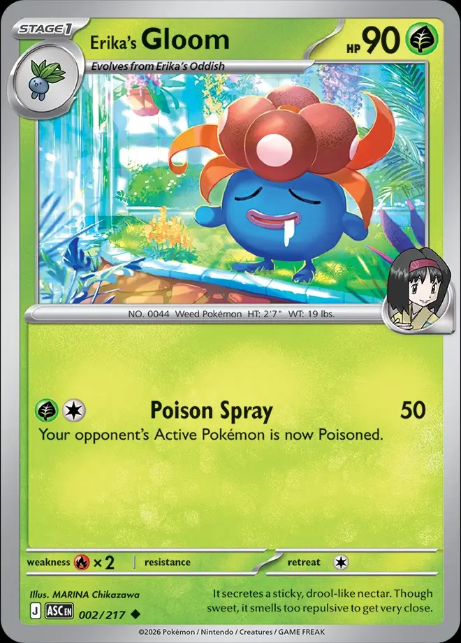 Karta Pokémon: Ascended Heroes - 002 - Erika's Gloom (Energy Reverse Holo)