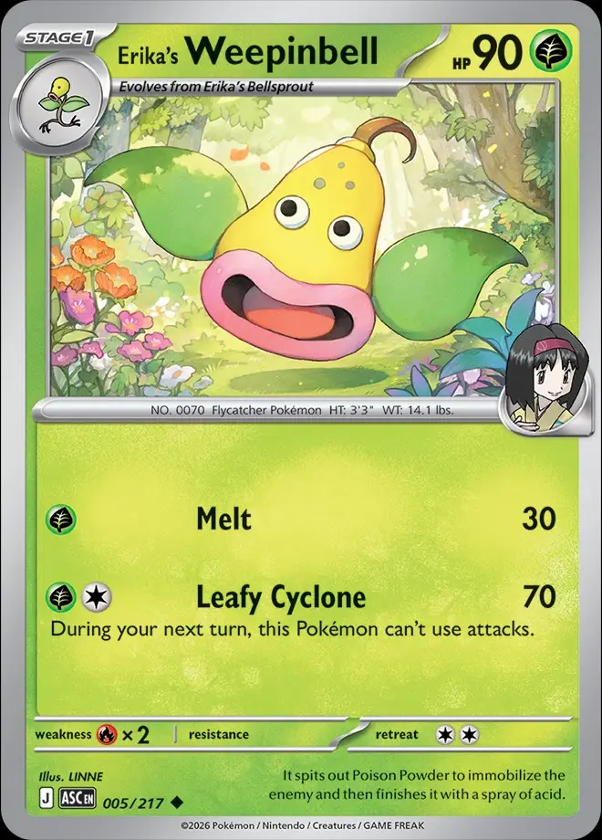 Karta Pokémon: Ascended Heroes - 005 - Erika's Weepinbell (Energy Reverse Holo)