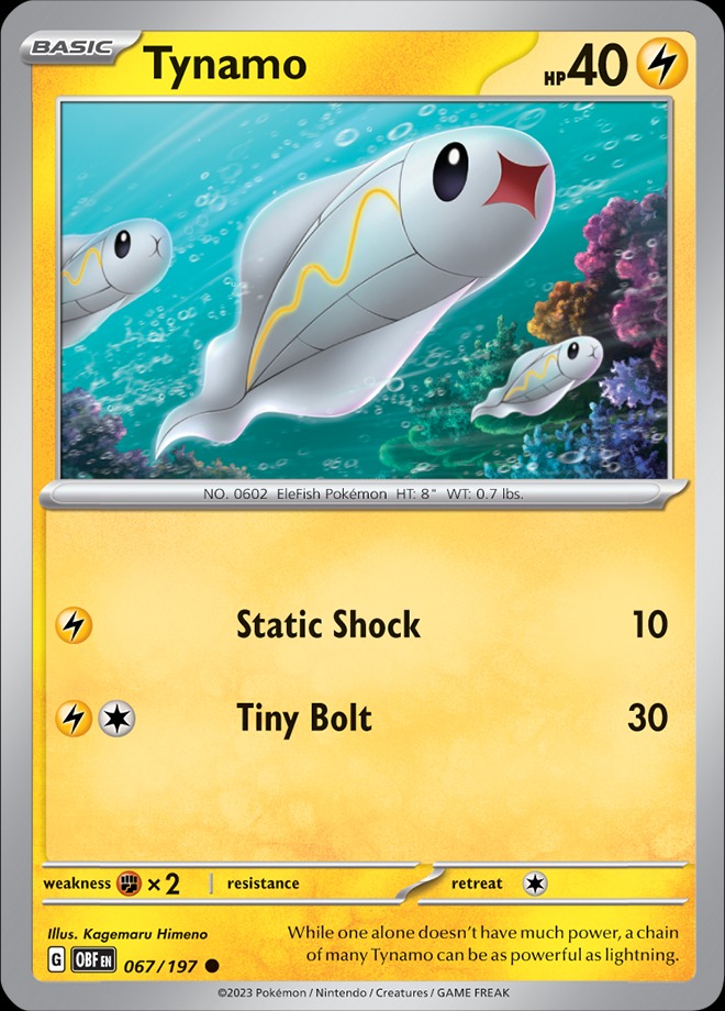 Karta Pokémon: Obsidian Flames - 067 - Tynamo (Reverse Holo)