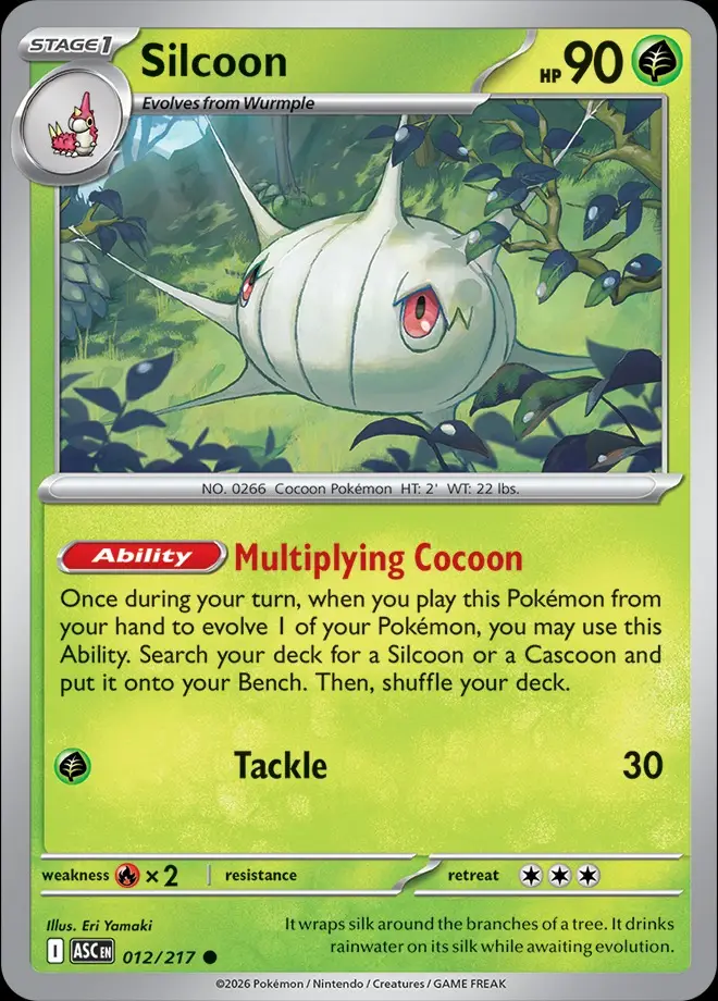 Karta Pokémon: Ascended Heroes - 012 - Silcoon (Love Ball Reverse Holo)