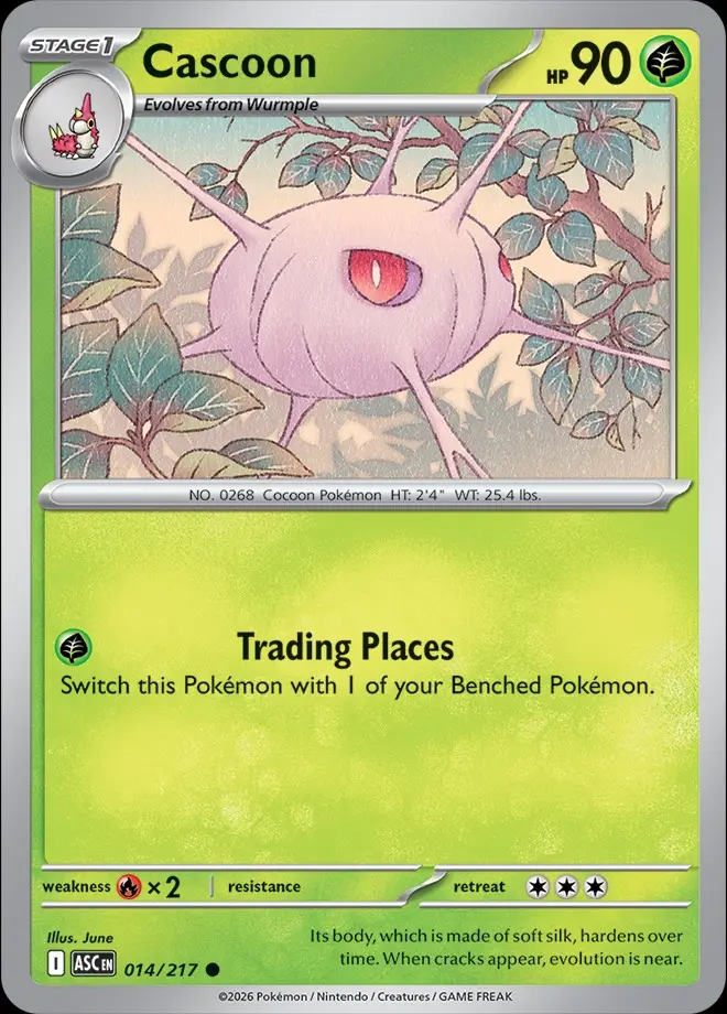 Karta Pokémon: Ascended Heroes - 014 - Cascoon (Energy Reverse Holo)