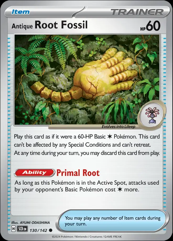 Karta Pokémon: Stellar Crown - 130 - Antique Root Fossil (Reverse Holo)