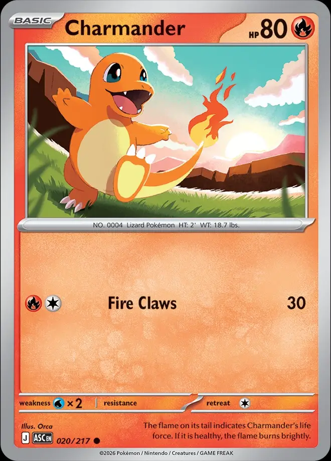 Karta Pokémon: Ascended Heroes - 020 - Charmander (Quick Ball Reverse Holo)