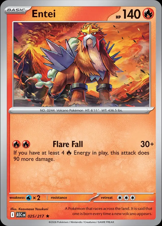 Karta Pokémon: Ascended Heroes - 025 - Entei (Quick Ball Reverse Holo)