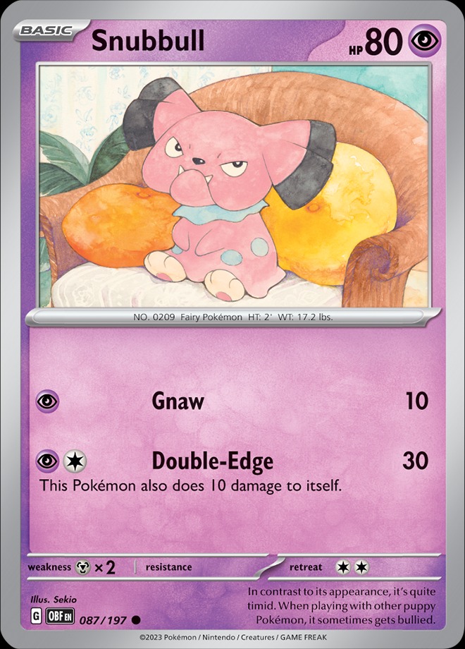 Karta Pokémon: Obsidian Flames - 087 - Snubbull (Reverse Holo)