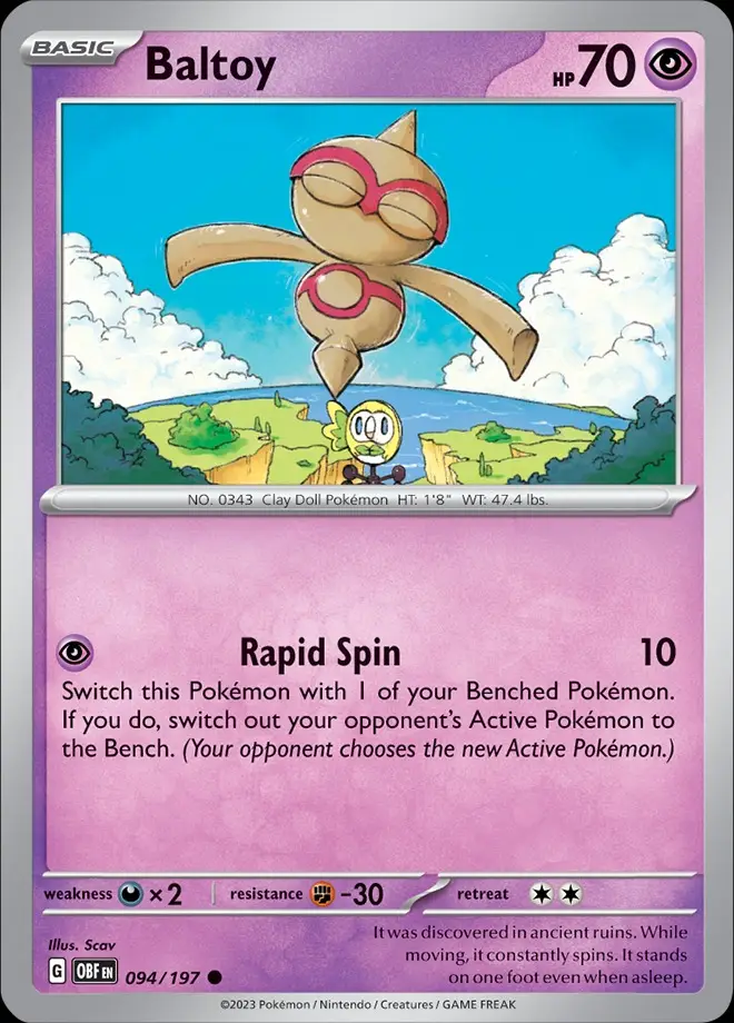 Karta Pokémon: Obsidian Flames - 094 - Baltoy (Reverse Holo)