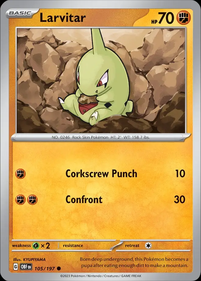 Karta Pokémon: Obsidian Flames - 105 - Larvitar (Reverse Holo)